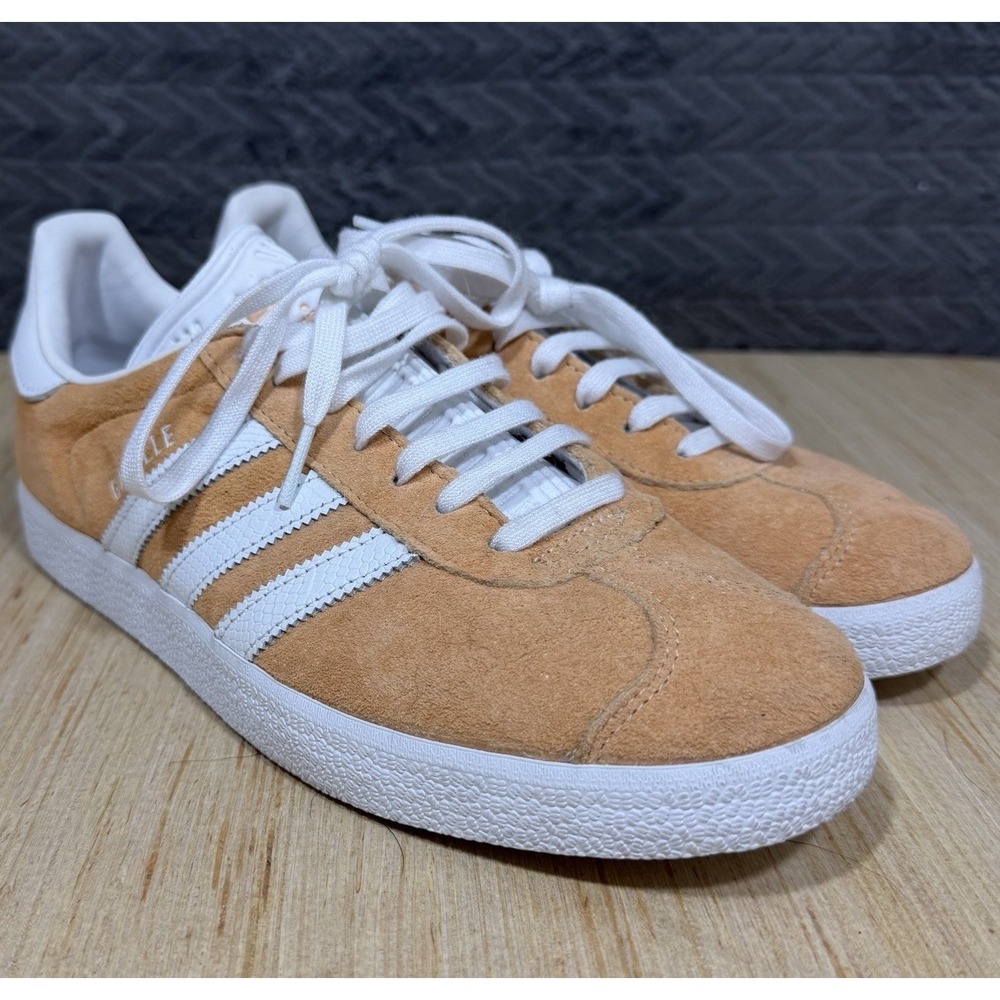Adidas Gazelle Womens US 9 Orange Suede Sneakers White Stripes